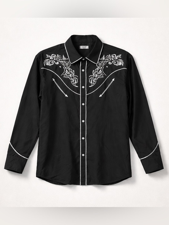 Coofandy Tops - Coofandy Black Western Embroidered Button-Down Shirt | Snap Front | XL